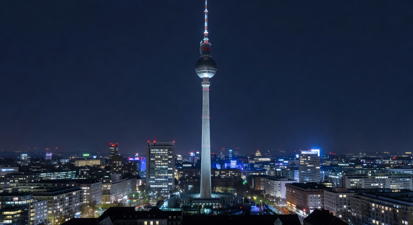 Berlin television tower at night