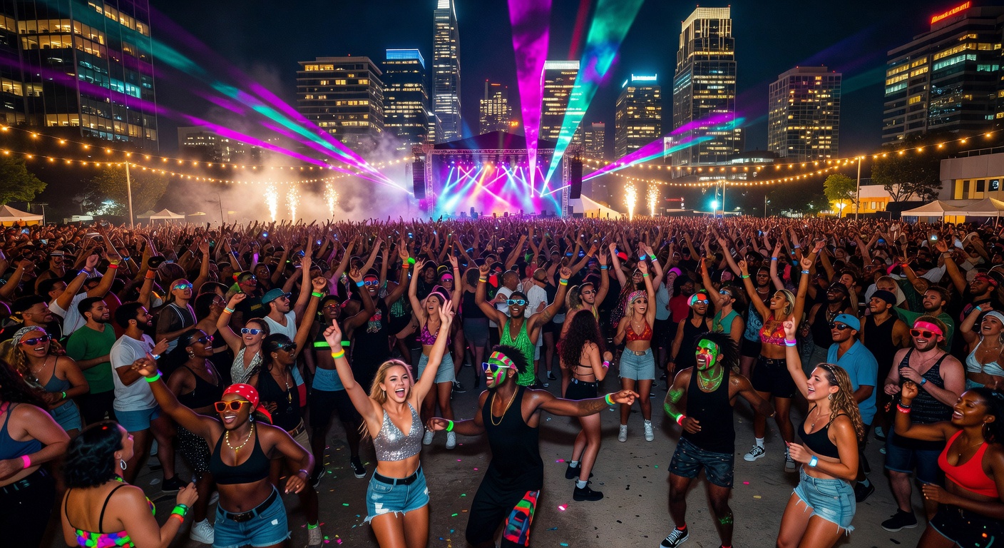 City Night Party crowd dancing